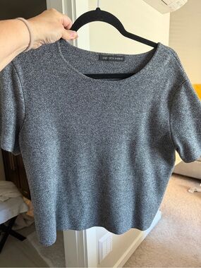 Saks Fifth Avenue Heather Gray Short-Sleeve Knit Top